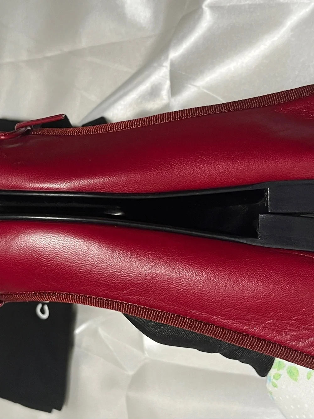 CHANEL Red Leather CC Logo Ballet Flats
